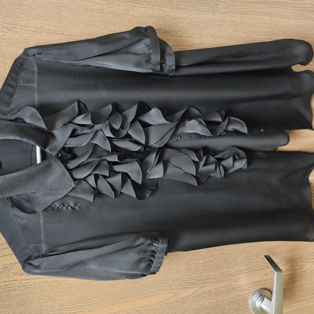 Elegant Black Ruffled Women's Top